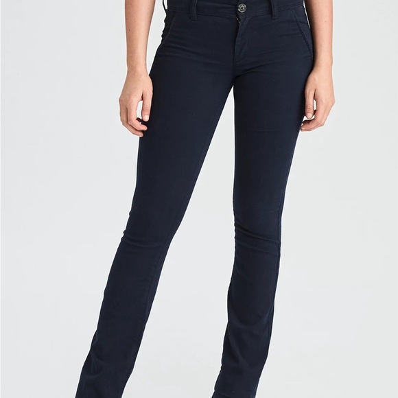 American Eagle Kick Boot Women's 8R Navy Dress Pants Midrise Stretch - Picture 1 of 15